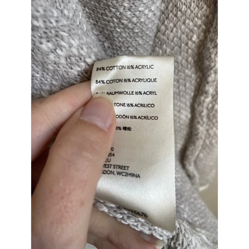Free People Oversized Knit Cardigan Sweater Light‎ Gray Distressed Size Small